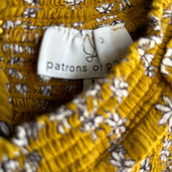 Patrons of peace dress crinkle with smocked top. Sz M. Mustard tone long sleeve - Picture 3 of 5